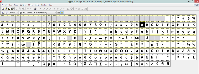 Fontlab TypeTool font overview